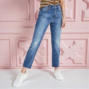 MADEWELL The High Rise Crop Slim Boyjean Jean in Dover Wash 26